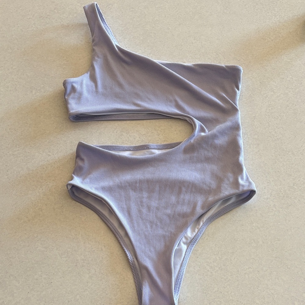 SHEIN Lavender One Shoulder Cutout One Piece